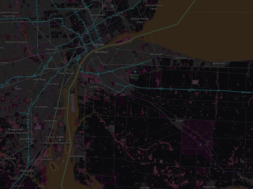 Service area map for Windsor and Essex County